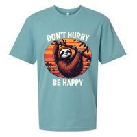 Don't Hurry Be Happy Cute Lazy Funny Sloth Sueded Cloud Jersey T-Shirt