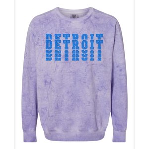 Detroit Honolulu Blue Stacked Colorblast Crewneck Sweatshirt