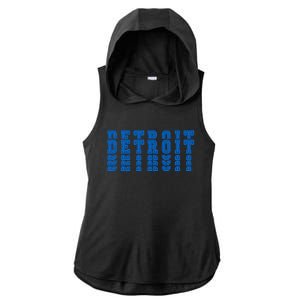 Detroit Honolulu Blue Stacked Ladies PosiCharge Tri-Blend Wicking Draft Hoodie Tank