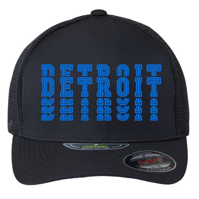 Detroit Honolulu Blue Stacked Flexfit Unipanel Trucker Cap