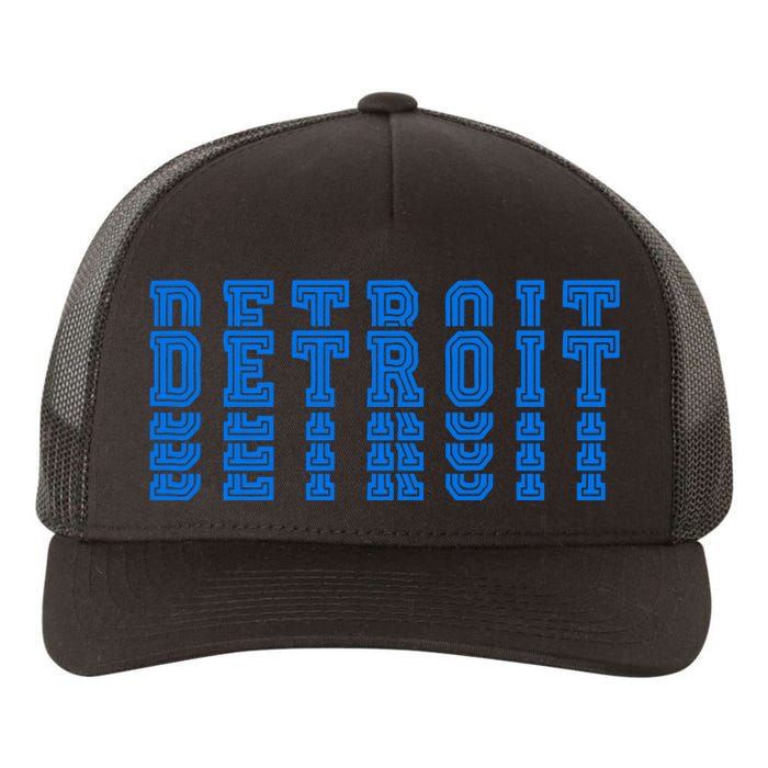 Detroit Honolulu Blue Stacked Yupoong Adult 5-Panel Trucker Hat