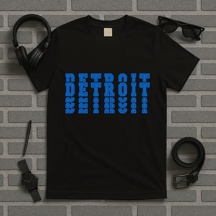 Detroit Honolulu Blue Stacked T-Shirt