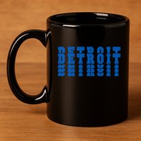 Detroit Honolulu Blue Stacked 11oz C Handle Ceramic Mug