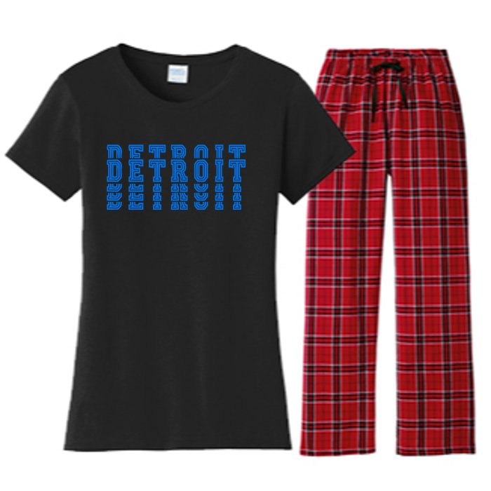 Detroit Honolulu Blue Stacked Women's Flannel Pajama Set