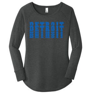 Detroit Honolulu Blue Stacked Women's Perfect Tri Tunic Long Sleeve Shirt