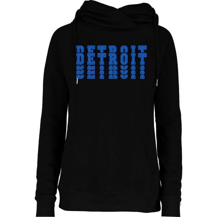 Detroit Honolulu Blue Stacked Womens Funnel Neck Pullover Hood