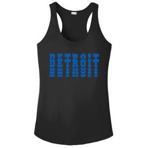 Detroit Honolulu Blue Stacked Ladies PosiCharge Competitor Racerback Tank