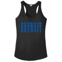 Detroit Honolulu Blue Stacked Ladies PosiCharge Competitor Racerback Tank