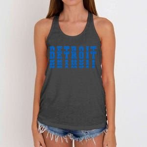 Detroit Honolulu Blue Stacked Women's Knotted Racerback Tank