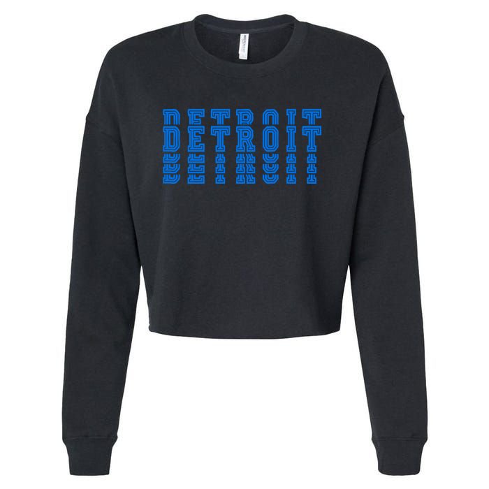 Detroit Honolulu Blue Stacked Cropped Pullover Crew