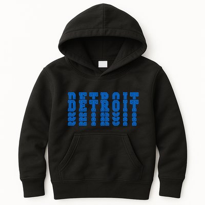 Detroit Honolulu Blue Stacked Kids Hoodie