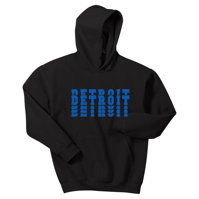 Detroit Honolulu Blue Stacked Kids Hoodie