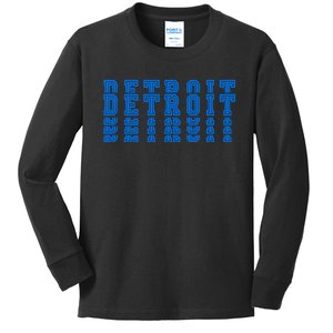 Detroit Honolulu Blue Stacked Kids Long Sleeve Shirt