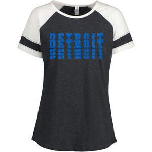 Detroit Honolulu Blue Stacked Enza Ladies Jersey Colorblock Tee