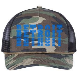 Detroit Honolulu Blue Stacked Retro Rope Trucker Hat Cap