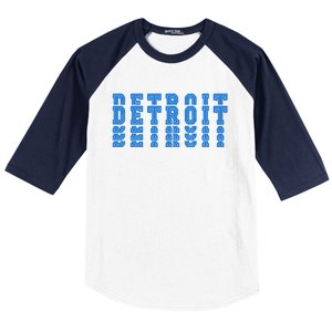 Detroit Honolulu Blue Stacked Baseball Sleeve Shirt