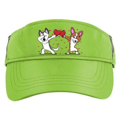 Dabbing Husky Corgi Dog Heart Valentines Day Gift Lovers Gift Adult Drive Performance Visor