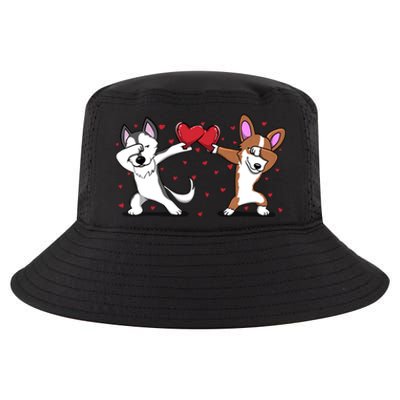 Dabbing Husky Corgi Dog Heart Valentines Day Gift Lovers Gift Cool Comfort Performance Bucket Hat