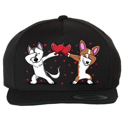 Dabbing Husky Corgi Dog Heart Valentines Day Gift Lovers Gift Wool Snapback Cap