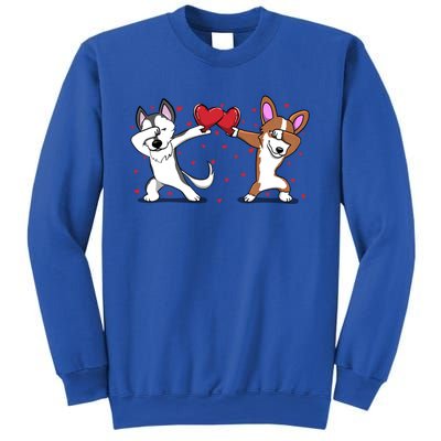 Dabbing Husky Corgi Dog Heart Valentines Day Gift Lovers Gift Sweatshirt