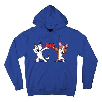 Dabbing Husky Corgi Dog Heart Valentines Day Gift Lovers Gift Tall Hoodie