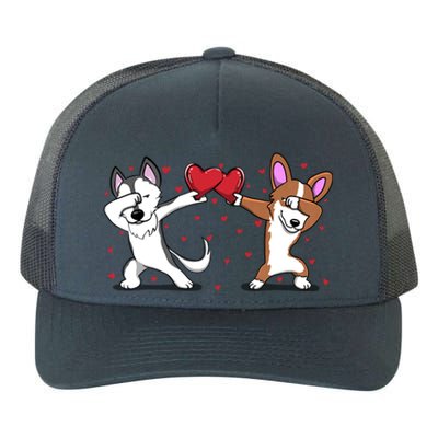 Dabbing Husky Corgi Dog Heart Valentines Day Gift Lovers Gift Yupoong Adult 5-Panel Trucker Hat