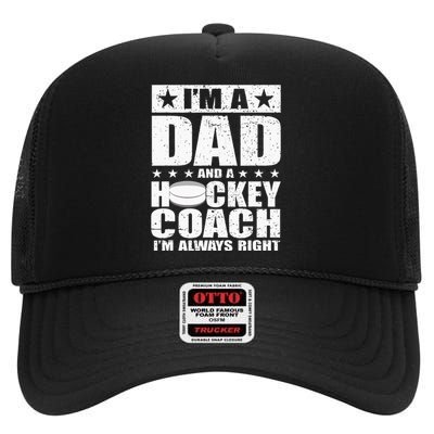 Dad Hockey Coach Fathers Day Gift From Daughter Son High Crown Mesh Back Trucker Hat