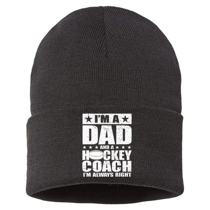 Dad Hockey Coach Fathers Day Gift From Daughter Son Sustainable Knit Beanie