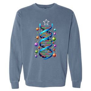 Dna Helix Christmas Tree Scientist Biology Science Teacher Garment-Dyed Sweatshirt