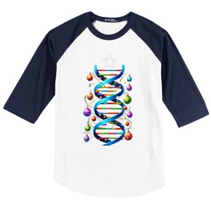 Dna Helix Christmas Tree Scientist Biology Science Teacher Baseball Sleeve Shirt