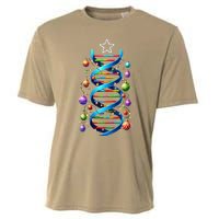 Dna Helix Christmas Tree Scientist Biology Science Teacher Cooling Performance Crew T-Shirt