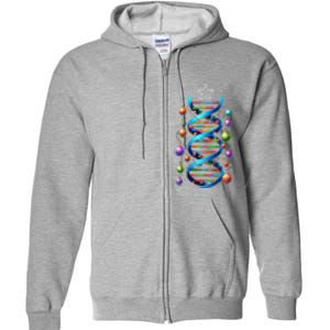 Dna Helix Christmas Tree Scientist Biology Science Teacher Full Zip Hoodie