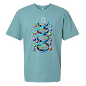 Dna Helix Christmas Tree Scientist Biology Science Teacher Sueded Cloud Jersey T-Shirt