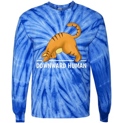 Downward Hu Cat Cute Gift Tie-Dye Long Sleeve Shirt