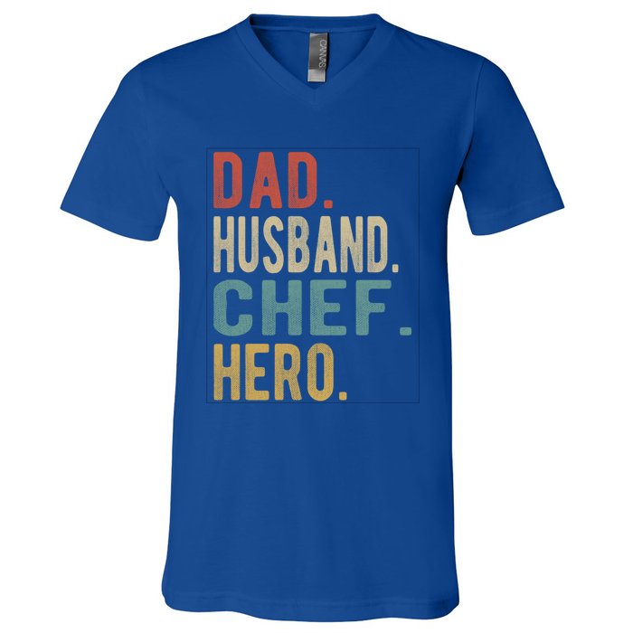 Dad Husband Chef Hero Gift V-Neck T-Shirt