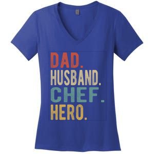 Dad Husband Chef Hero Gift Women's V-Neck T-Shirt