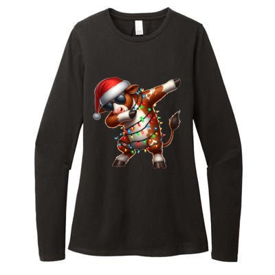 Dabbing Hereford Cattle Farmer Sunglasses Christmas Xmas Gift Womens CVC Long Sleeve Shirt