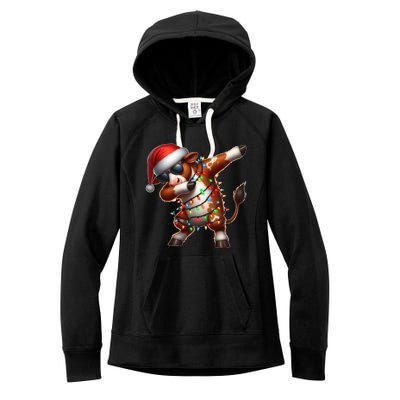 Dabbing Hereford Cattle Farmer Sunglasses Christmas Xmas Gift Women's Fleece Hoodie