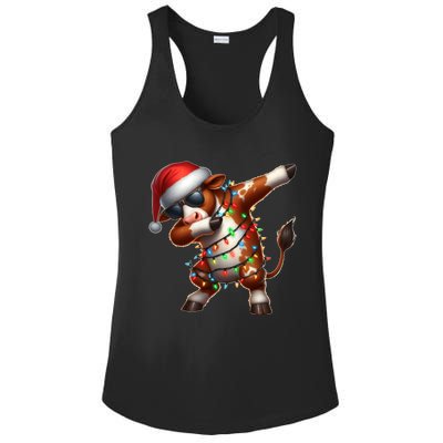 Dabbing Hereford Cattle Farmer Sunglasses Christmas Xmas Gift Ladies PosiCharge Competitor Racerback Tank