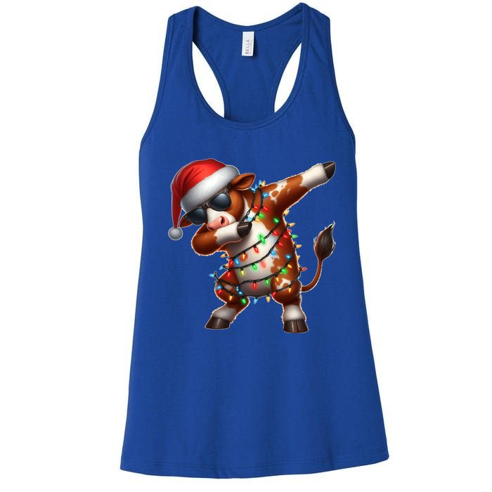 Dabbing Hereford Cattle Farmer Sunglasses Christmas Xmas Gift Women's Racerback Tank