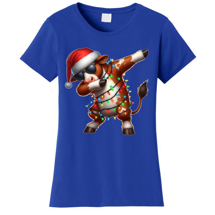 Dabbing Hereford Cattle Farmer Sunglasses Christmas Xmas Gift Women's T-Shirt