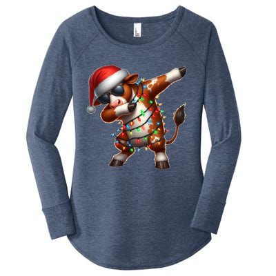 Dabbing Hereford Cattle Farmer Sunglasses Christmas Xmas Gift Women's Perfect Tri Tunic Long Sleeve Shirt