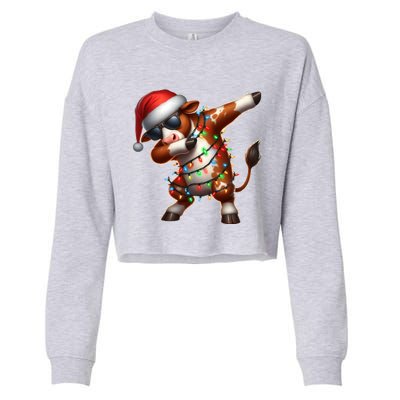 Dabbing Hereford Cattle Farmer Sunglasses Christmas Xmas Gift Cropped Pullover Crew