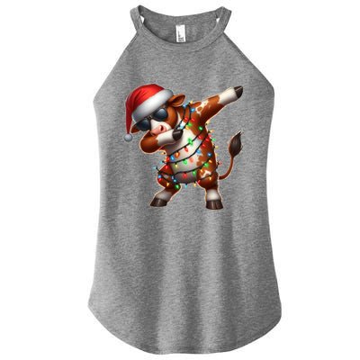 Dabbing Hereford Cattle Farmer Sunglasses Christmas Xmas Gift Women's Perfect Tri Rocker Tank