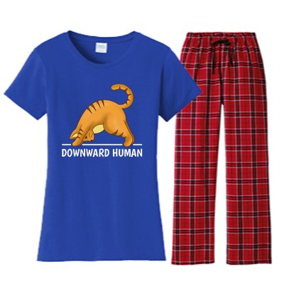 Downward Hu Cat Gift Women's Flannel Pajama Set