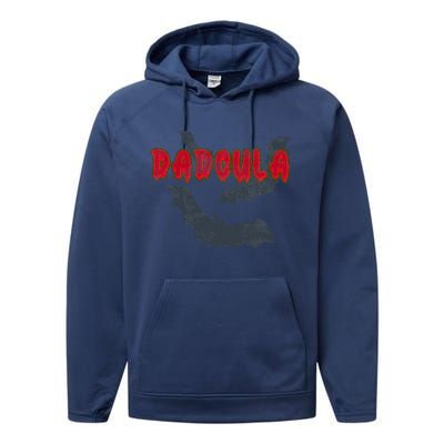 Dadcula Halloween Costume Distressed Dad Dadcula Bat Performance Fleece Hoodie