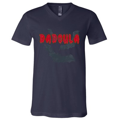 Dadcula Halloween Costume Distressed Dad Dadcula Bat V-Neck T-Shirt