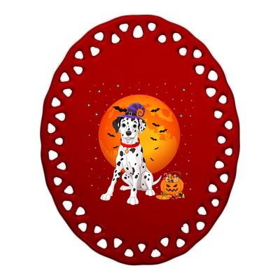 Dalmatian Halloween Costume Pumpkin Dalmatian Gift Ceramic Oval Ornament