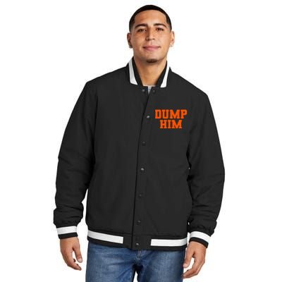 Dump Him Co. Funny Antiboyfriend Blue Classic Fit Crew Neck Insulated Varsity Jacket