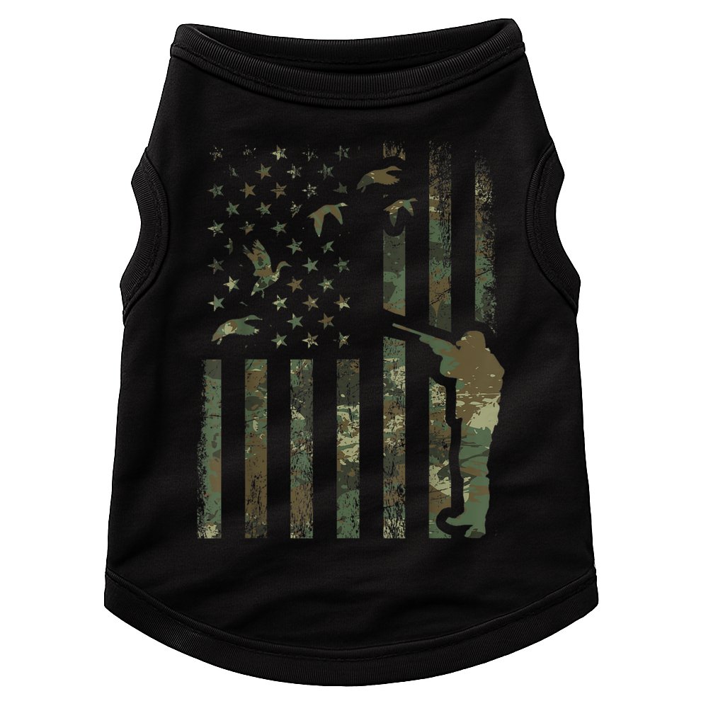 Duck Hunting Camo Men Camouflage Hunter American Flag Doggie Tank